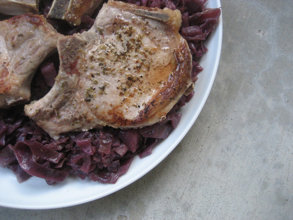 Pork Chops and Red Cabbage