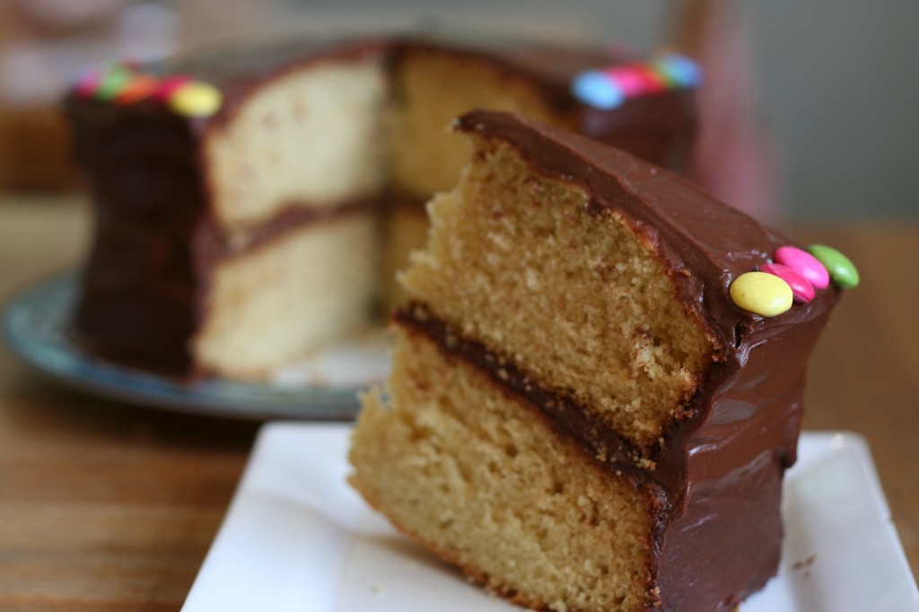 slice of buttermilk birthday cake