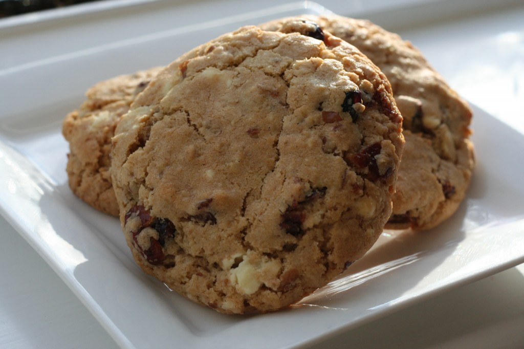 brandied cranberry, white chocolate and oatmeal cookies