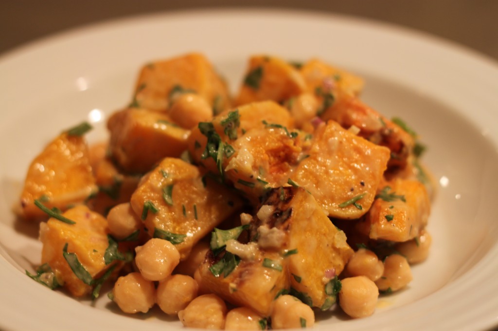 Warm butternut squash salad