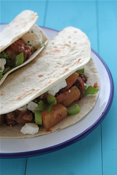 Slow Cooker Smoky Pork Tacos with Avocado and Feta